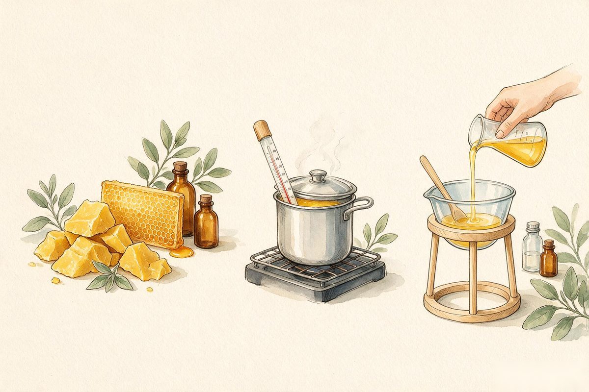 Raw material preparation - beeswax, melting, formulation
